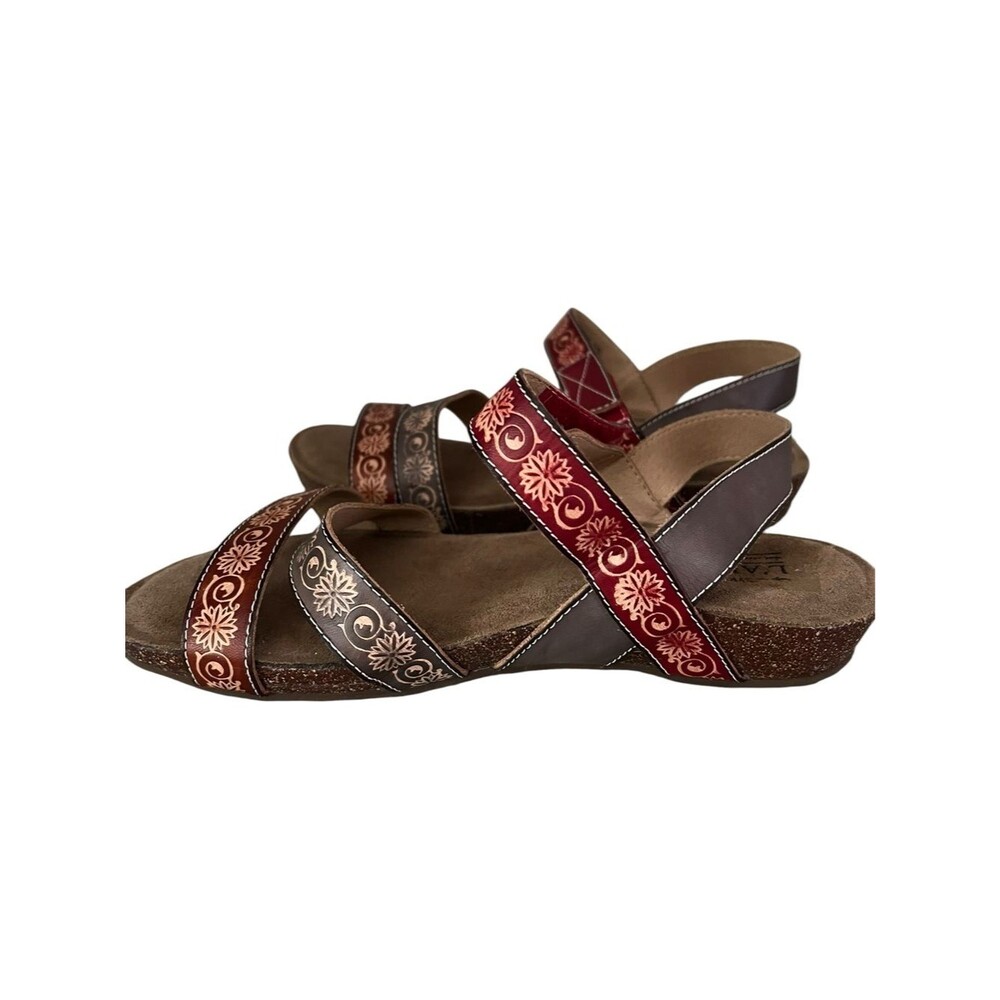 Spring Step L’Artiste Paldina-Grym Leather Floral Sandals EU 39 Boho Comfort